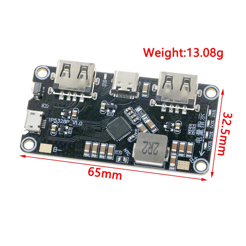 IP5328P Dual USB 18650 Battery Charger treasure Tpye-c 3.7V to 5V 9V 12V Step up Fast Quick Charger Circuit Board QC2.0 QC3.0