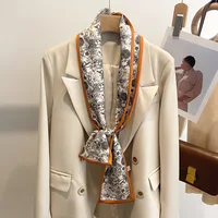 50 Color New Women Silk Feel Printed Design Scarf Shawl Fashion Luxury Long Narrow Small Silk Scarves Ladies Headband Headscarve 4