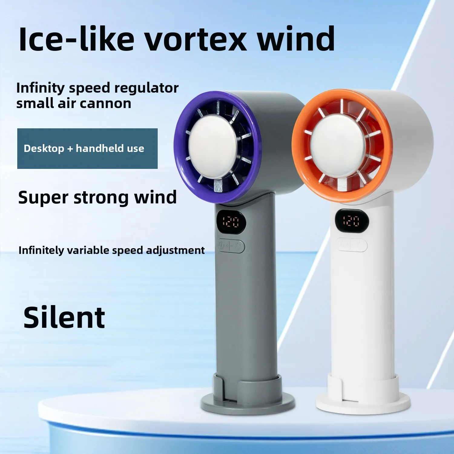 

Новый мини-ручной вентилятор, 120-скоростной портативный настольный вентилятор, мгновенное охлаждение с ледяным режимом, перезаряжаемый стильный персональный вентилятор