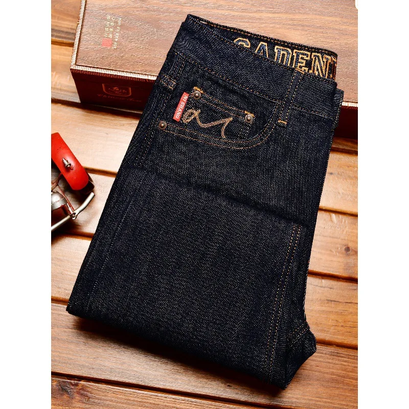 

Темно-синие джинсы, мужские осенние модные эластичные облегающие брюки в японском стиле, уличный тренд, маленькие брюки с вышивкой