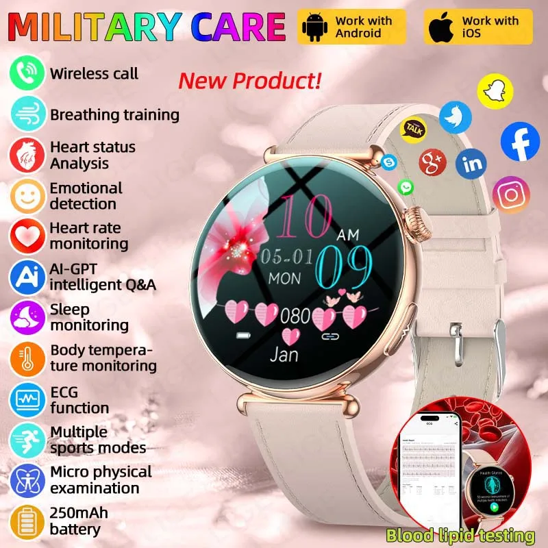 

LIGE New ECG+PPG Smart Watch Women Mood Fatigue Health Monitoring AI-GPT intelligent Question Answer IP68 Waterproof Smartwatch