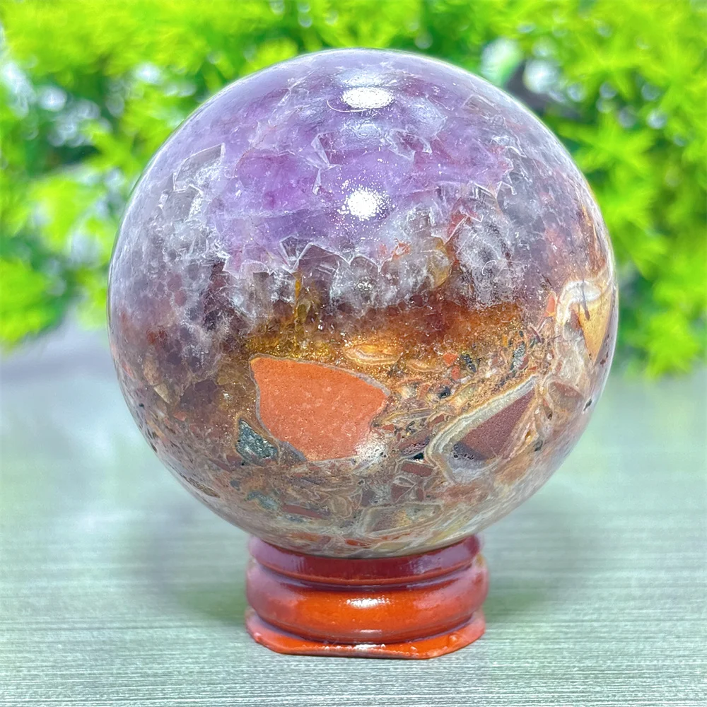 Dream Amethyst Sphere Natural Crystal Home Decor Items Room Decor Luck Quartz Stone Garden Reiki Healing Energy Love Gifts+Stand
