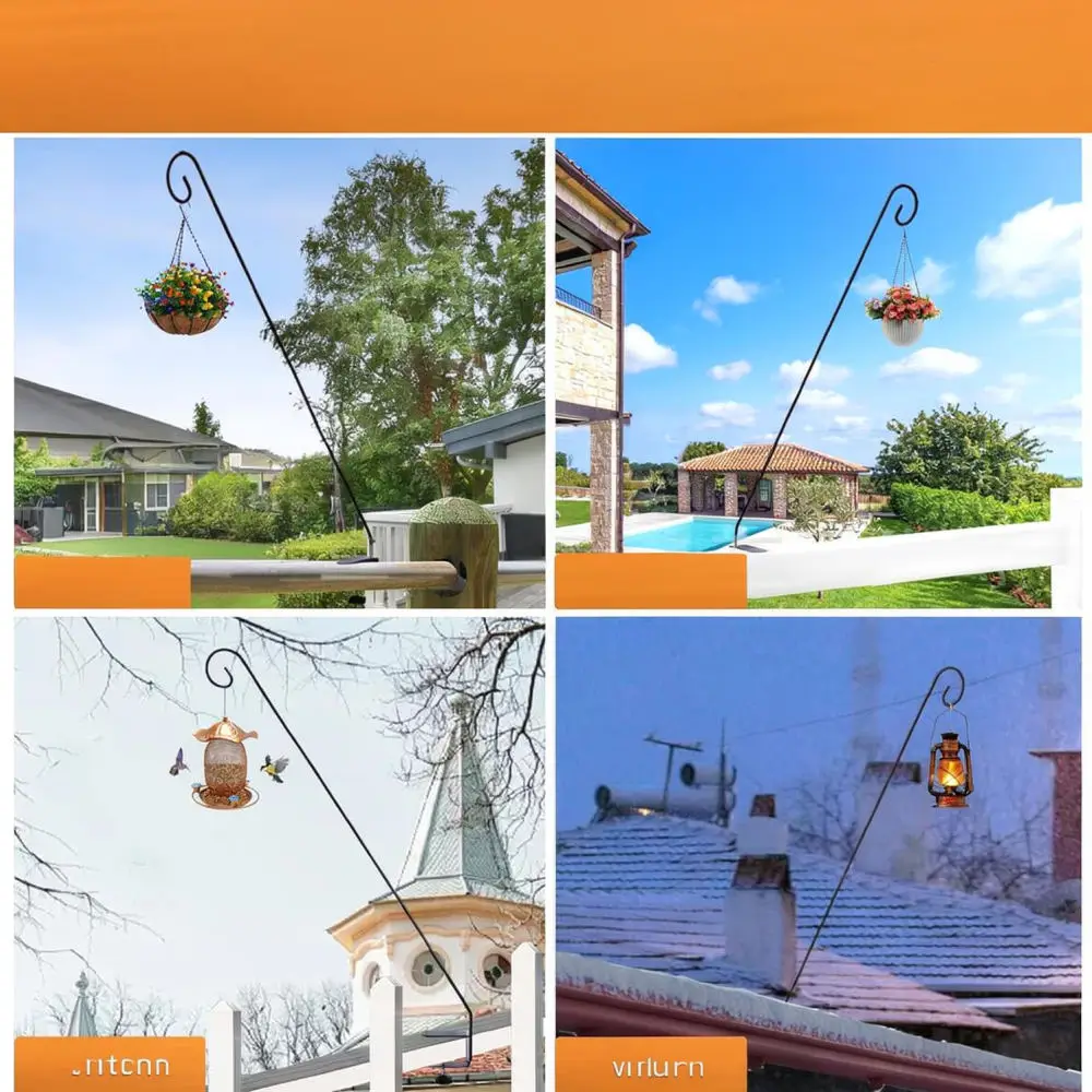 Sturdy 32 Inch Metal Hanging Hook For Bird Feeder Plant Stand Support Bracket For Outdoor Garden Balcony Decoration
