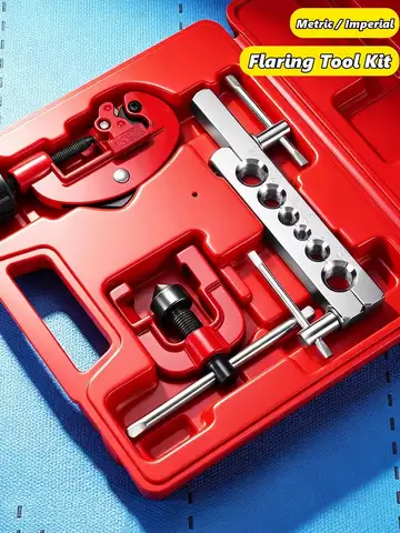 Metric 6-15mm,3/16-5/8inch (Imperial) Tube Pipe Flaring Tool Kit with Copper Plastic Aluminum Pipe Cutter Expander with Jig