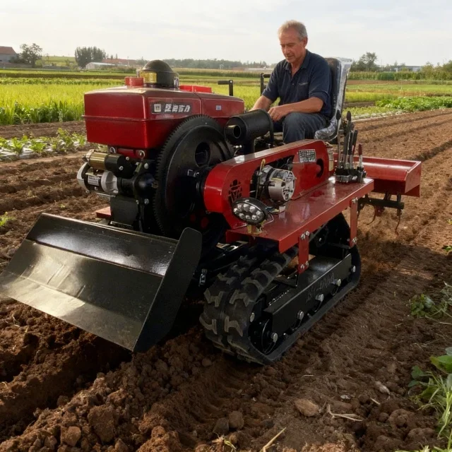 25HP Agricultural Crawler Orchard Tilling Machine 2WD Automatic Diesel Powered Water-Cooled Engine Furrowing and Ridging