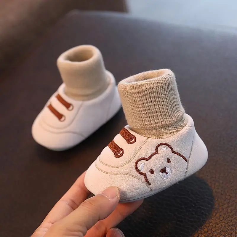 Baby Toddler Walking Shoes for Winter Autumn Size 12 Soft Sole Cotton Lined Non Slip Shoe Socks Unisex Baby Secure Fit Anti Drop