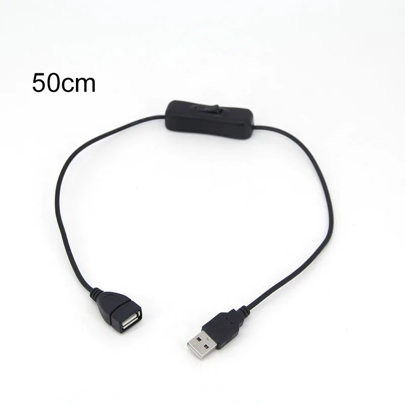 USB 50cm 2.0 A Male to A Female Extension power charging extension Black Cable 304 Switch button ON OFF Cable J17