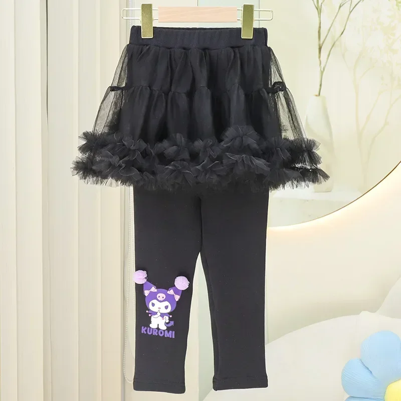 

Spring Autumn Kuromi Kawaii Anime Sanrio Ins Outside Wearing Trouser Skirt Cute My Melody Mesh Pants Clothing Gifts for Kids