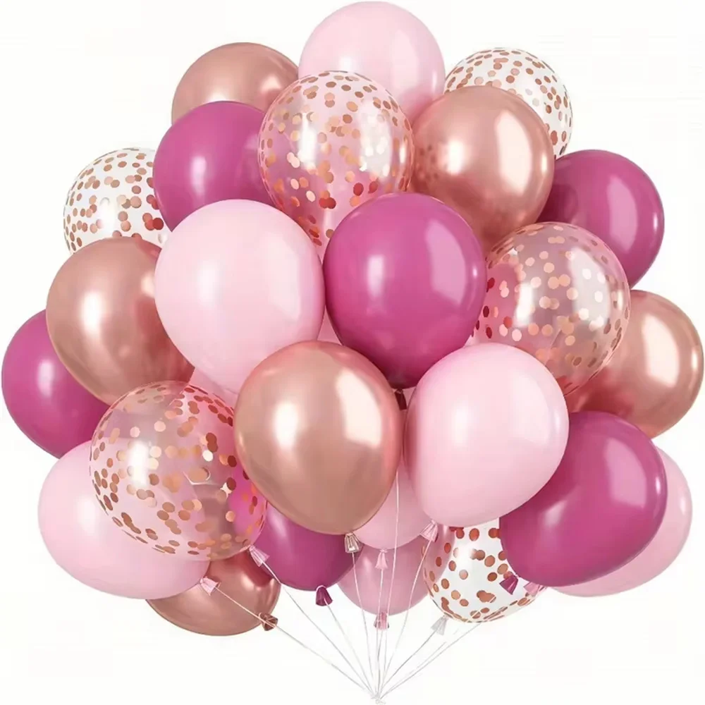 20pcs Pink & White Balloons with Multicolored Confetti - Perfect for Birthday Parties, Bridal Showers, Bachelorette Events