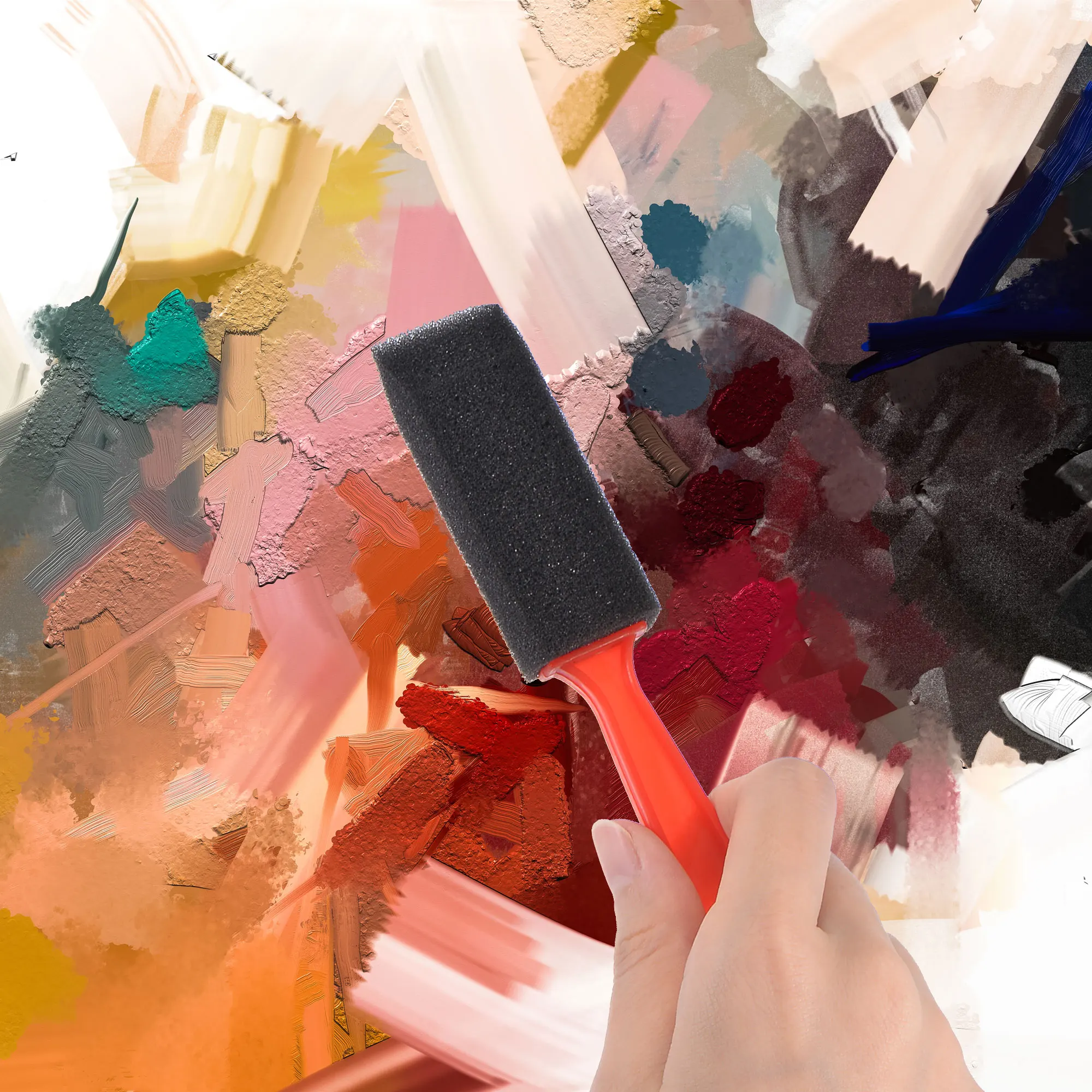 Pennelli per vernice in schiuma uxcell da 1 pollice bordo smussato con manico in plastica pennelli in spugna per pittura, vernici, poliuretano 2 pezzi