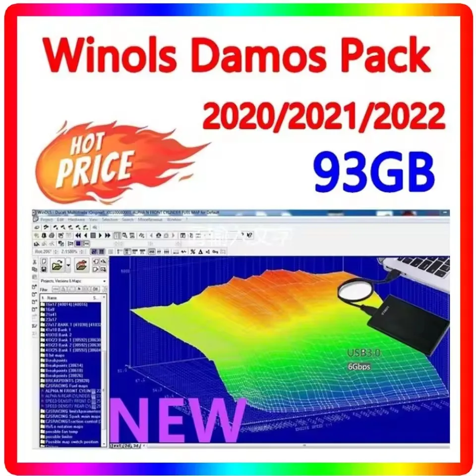 WINOLS Big Pack Damos Outil de réparation automobile 93 Go 2020-2021-2022 |   Automobiles Chip Tuning OLS + Mappacks - Taille totale 93 Go - 93 Go