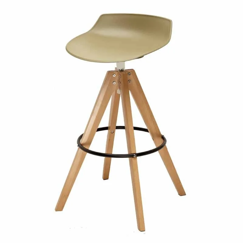 Nordic bar chair, fashion designer rotating non-lifting bar chair PP solid wood combined with new bar stool No