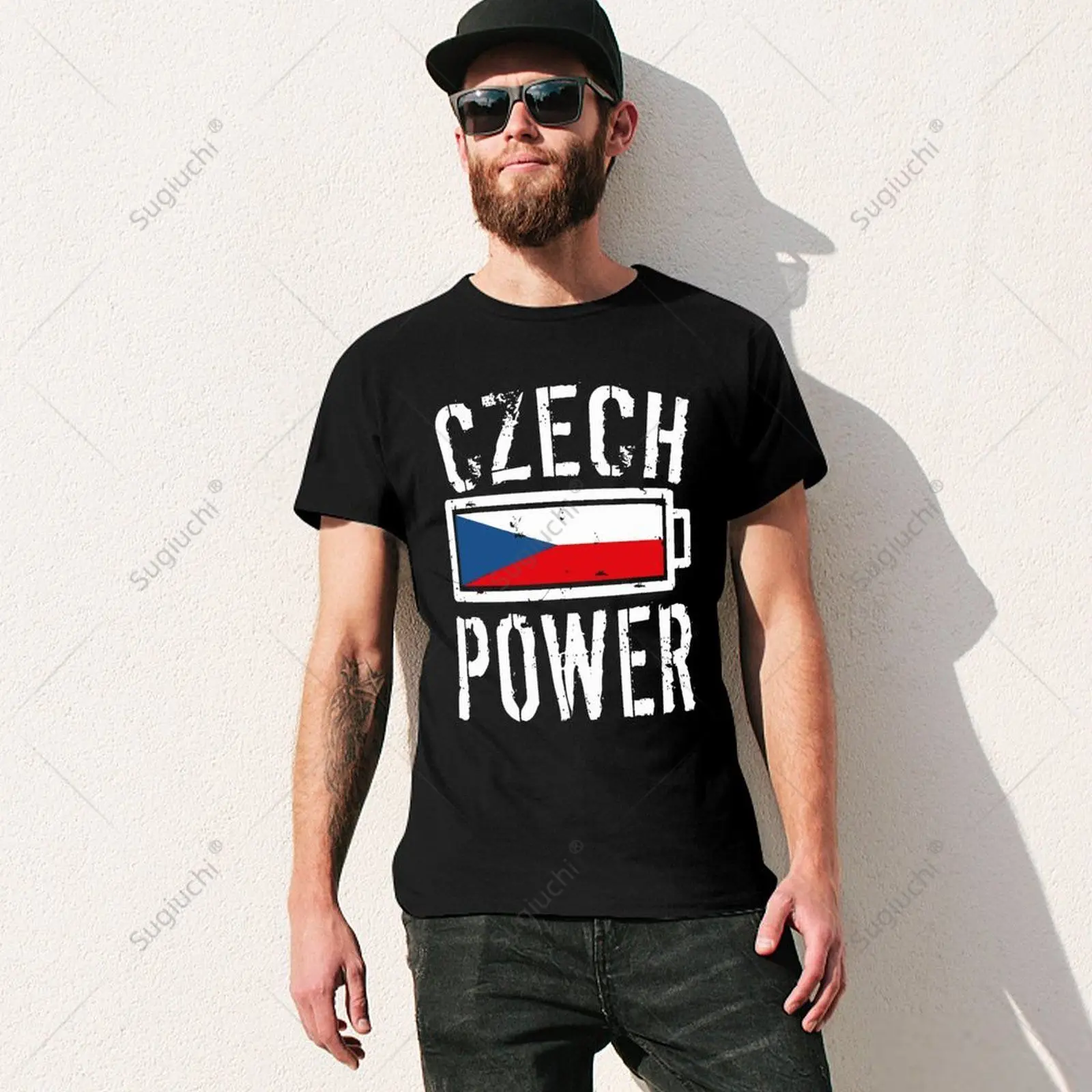 Unisex Men Czech Republic Flag POWER Tshirt Tees T Shirts Women Boys 100% Cotton T-Shirt