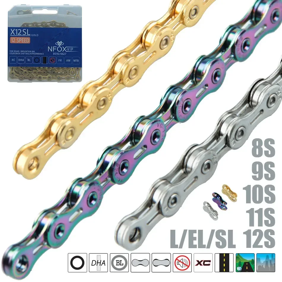 GOLDIX NFOX X8 X9 X10 X11 X12 Speed Silver Anti rust Lightweight Mountain Road Bicycle Chain