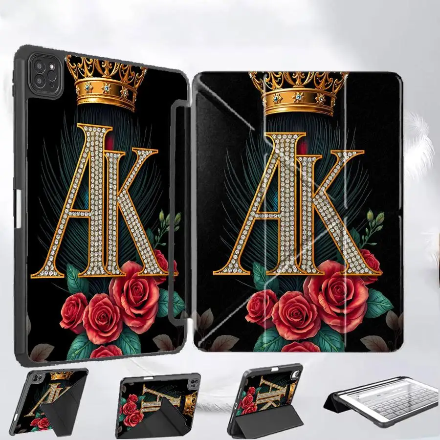 

Чехол-подставка Crown A K Flower для iPad Pro 2025, Pro 11-го, 10-го, 9-го, 8-го, 7-го поколений, 12.9 дюймов, Air 4, 5, M3, M2, M4, 11 дюймов, Mini 6, 7