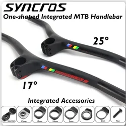 Syncros MTB Bicycle Integrated Carbon Fiber Handlebar With Stem FRASER IC SL -8/-17/-25 Degree 60*740mm Mountain Bike Parts