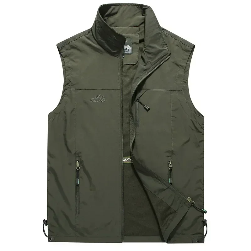 Autumn Men Waistcoat Outdoor Leisure Solid Sleeveless Jacket Young Middle-aged Photography Fishing Casual Vest Male