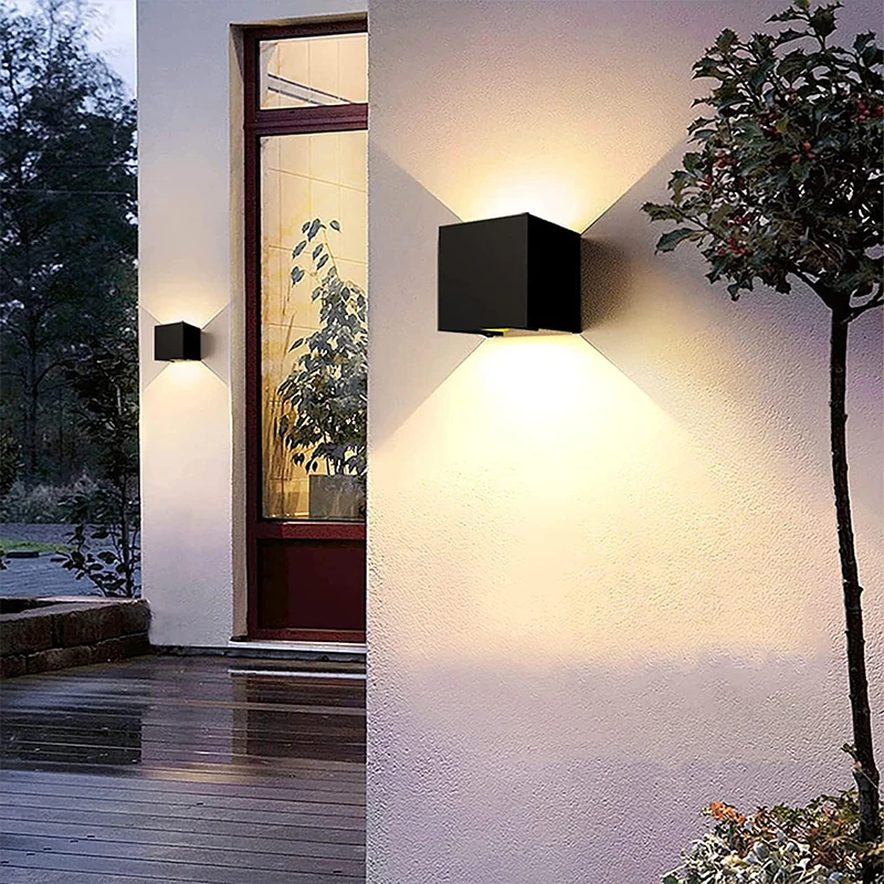 โคมไฟติดผนัง LED โมเดิร์นสีดำขึ้นและลงในร่มกลางแจ้ง DC110-220V สำหรับห้องนั่งเล่นห้องนอนตกแต่งห้องโถง, วอร์มไวท์