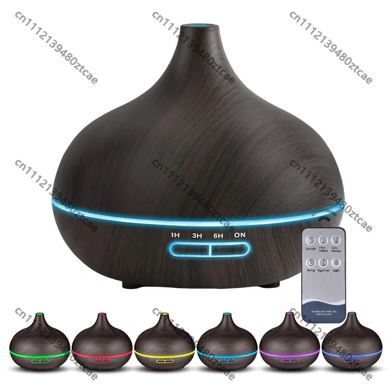 550ml Wood Grain USB Aroma Diffuser 7 Color LED Light Remote Control Essential Oil Air Humidifier