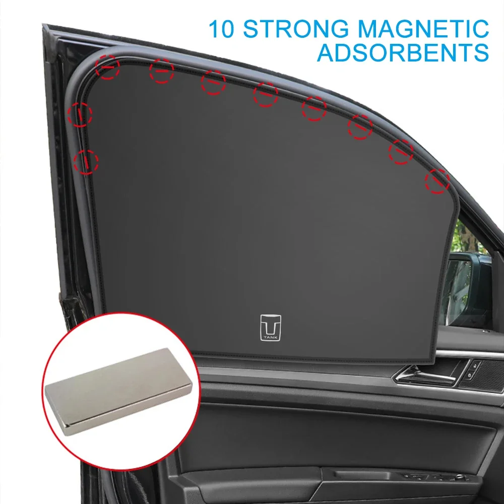 For GWM Tank 300 500 2020 2021 2022-2024 Accessories Auto Front Rear Black Sun Visor Magnetic Car Side Window Sunshade Cover