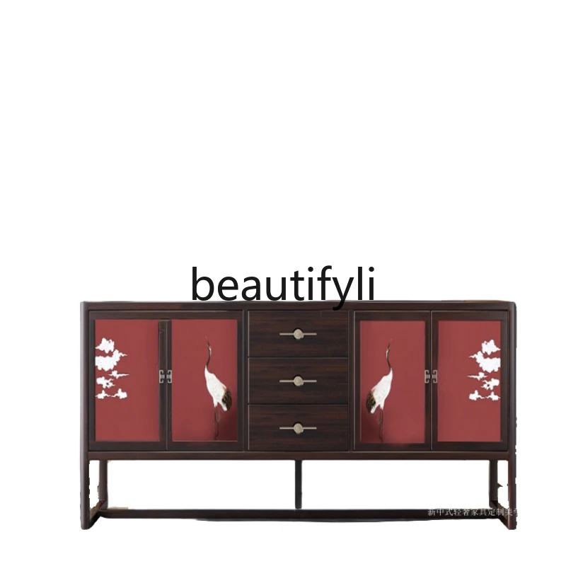 

New Chinese light luxury door cabinet, foyer solid wood, corridor wall decorative cabinet, living room sofa side cabinet