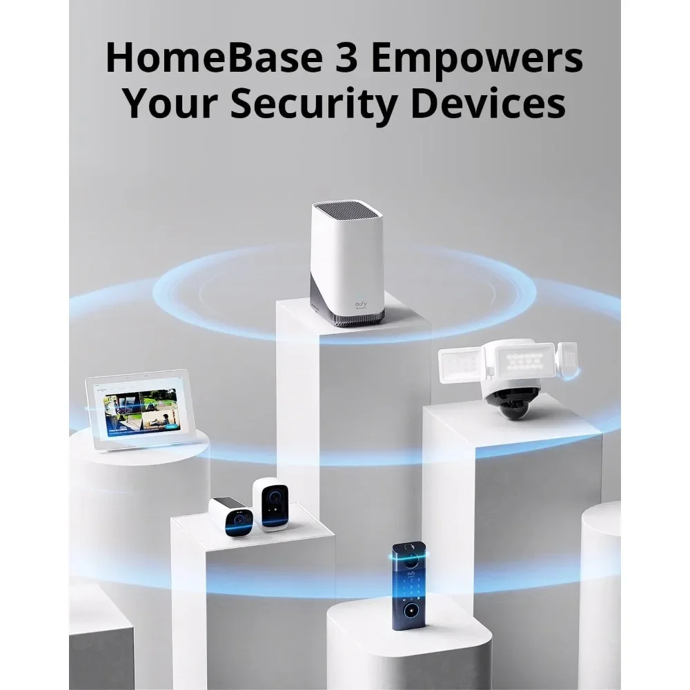 HomeBase S380 (HomeBase 3)، مركز أمان eufy Edge، تخزين محلي قابل للتوسيع حتى 16 تيرابايت، توافق منتجات eufy Security،