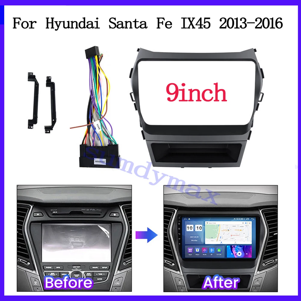 Car GPS Navigation Stereo For HYUNDAI Santa Fe IX45 2013~2017 Radio Fascias Panel Frame Fit 2Din 9 inch In Dash headunit screen