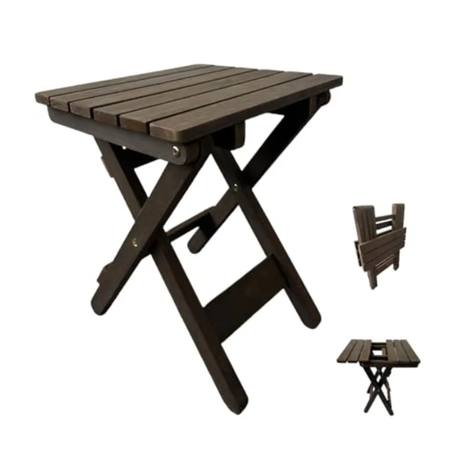 

Outdoor Side Table No Assembly Folding Wooden End Table for Outside or Indoor Small Patio Tables for Camping Pool Bathroom Back