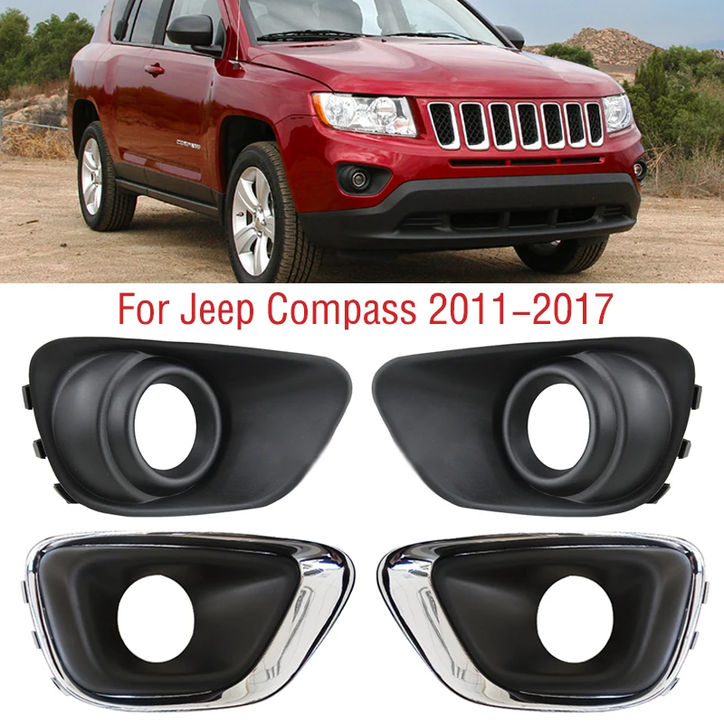 For Jeep Compass 2011-2017 Car Front Bumper Fog Light Lamp Trim Frame Cover Foglight Foglamp Cap Hood Lid Bezel