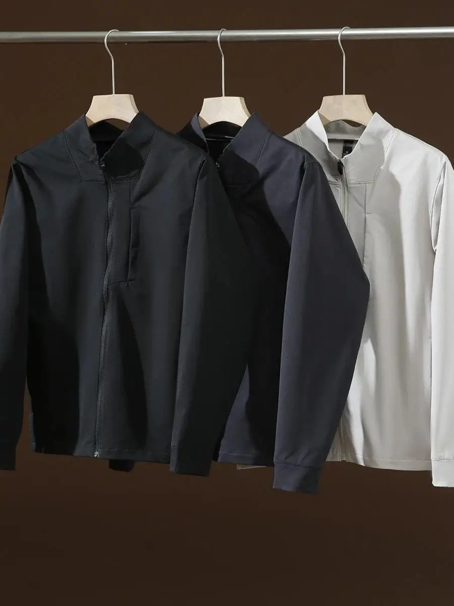 

Lu Home Men's Lightweight Woven 3D Tailored Outdoor Collar Sports Casual Jaet Breathable Polyester Fiber Stand Fit