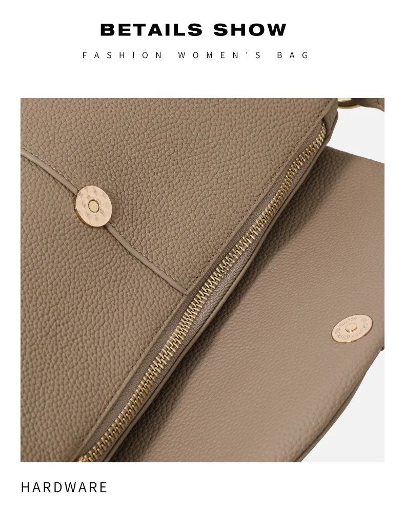 Damen-Umhängetasche aus echtem Leder, vielseitiges Design, hochwertiges Gefühl, einzelne Schultertasche, für Pendler, lässig, schlichtes Modell 2026 Tasche – Detail 13