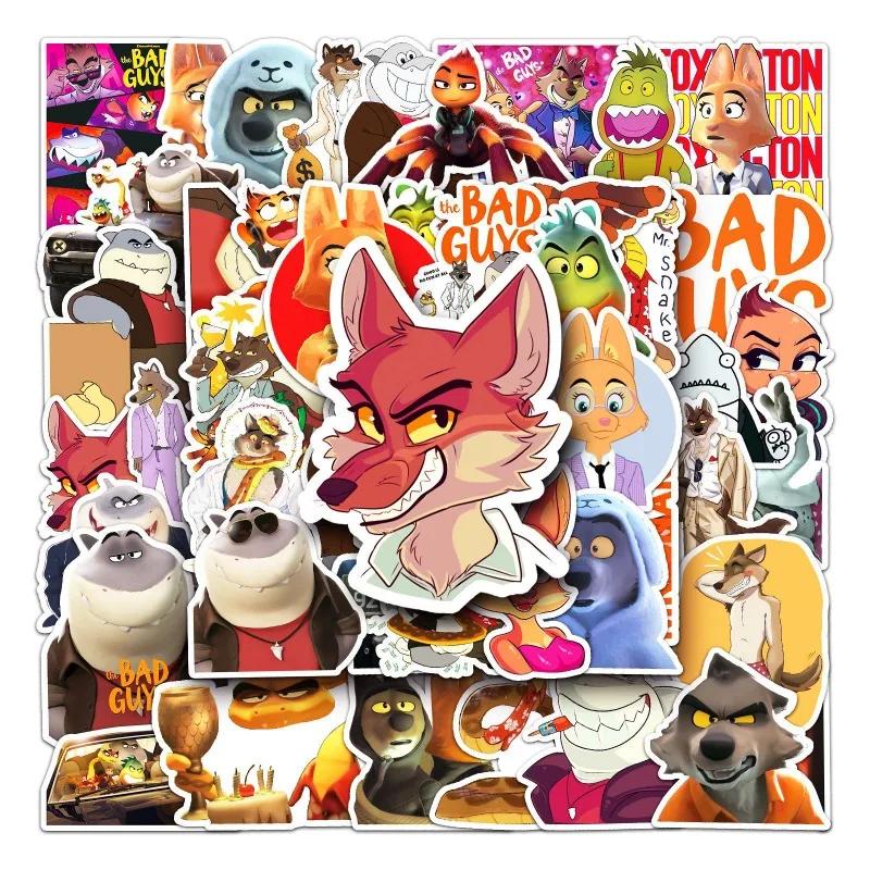 50pcs The Bad Guys Cartoon Stickers Suitcase Water Cup Stationery Mobile Phone Car Scooter Laptop Refrigerator Decoration