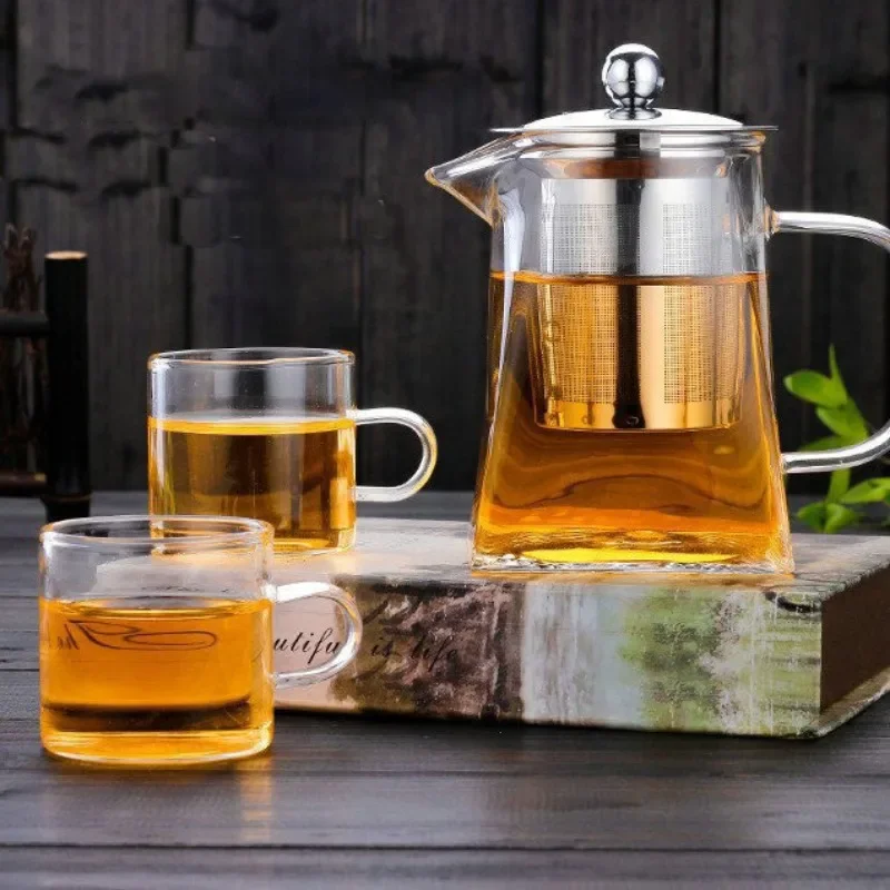 High Borosilicate Glass Tea Kettles with Strainer Maker Infusers Jug Teaware Home Office Kung Fu Puer Oolong Pot Clear Teapot