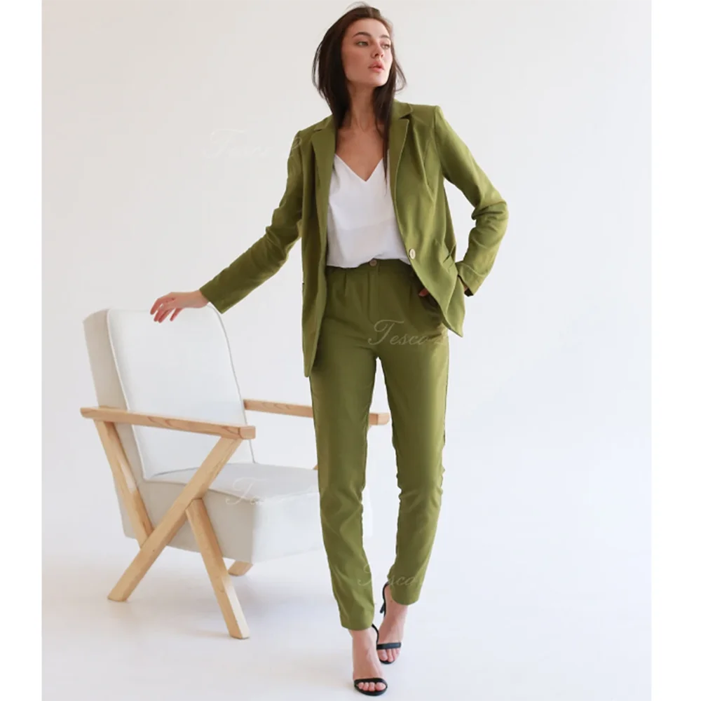 Fashion Chic Women Suits One Button Peak Lapel (Blazer+Pants) Conjuntos Para Mujeres 2 Piezas Elegantes Formal Office Slim Fit