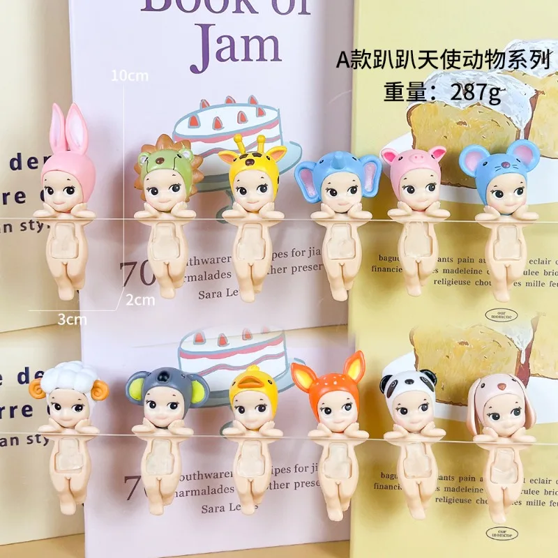 Liegen auf dem Engel Mini Cat Face Drag Serie Blind Box Auto Figur Tisch Ornamente Tier Serie Puppe Spielzeug Anime Urlaub Geschenke
