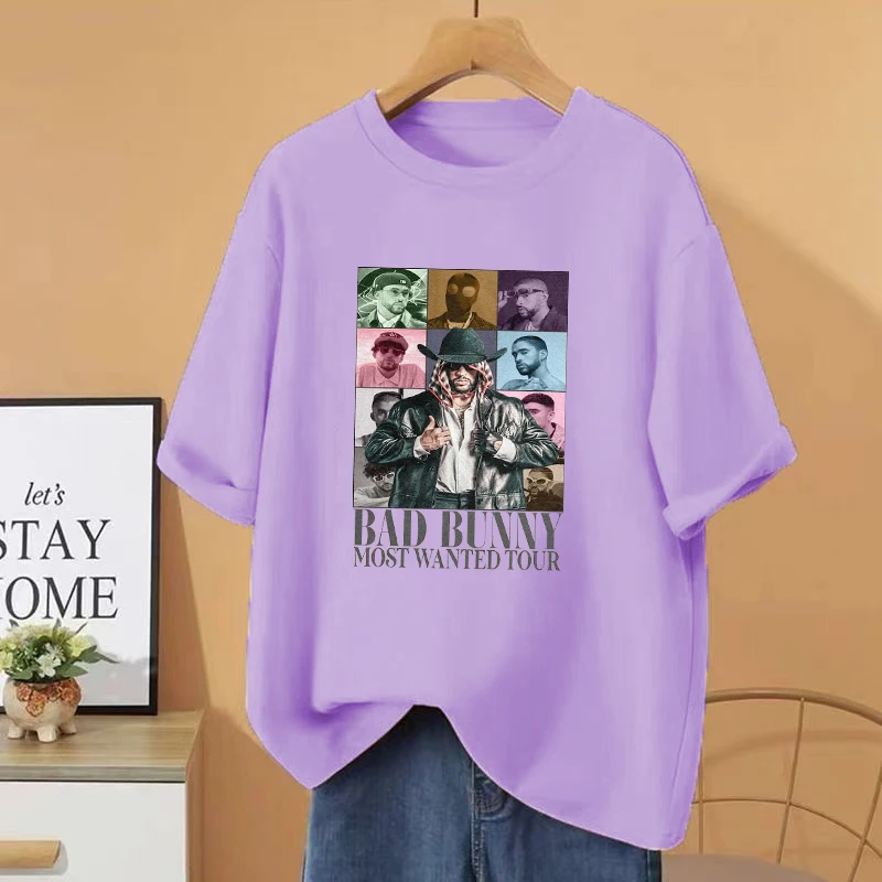 Rapper Bad Bunny Most Wanted Tour vintage T shirt Men Women Hip Hop streetwear Oversized Pure Cotton short sleeve Unisex Tee