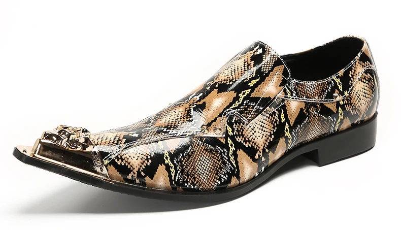 Herrenschuhe aus echtem Pythonleder, formelle Anzugschuhe mit Metallketten-Dekor, luxuriöse Modeschuhe für Frühling und Herbst, Business-Bankett-W – Detail 34