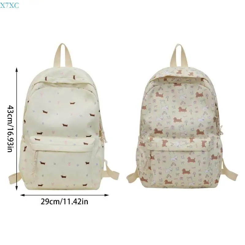 X7XC Travel Backpack for Woman and Girls Large Capacity Daypacks Lovely Dogs Backpack Students School Bag