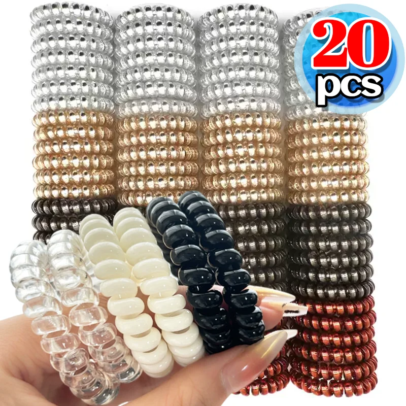2-20pcs Telephone Wire Hair Ties Women Girls Miticolor Elastic Hair Bands Spiral Coil Ponytails Bands Hair Accessories Wholesale