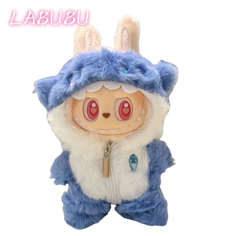 First/Second Generation LABUBU Doll Clothing Pendant Sitting Party Doll Clothes Blue Shark Baby Elk Set Doll Clothes Children