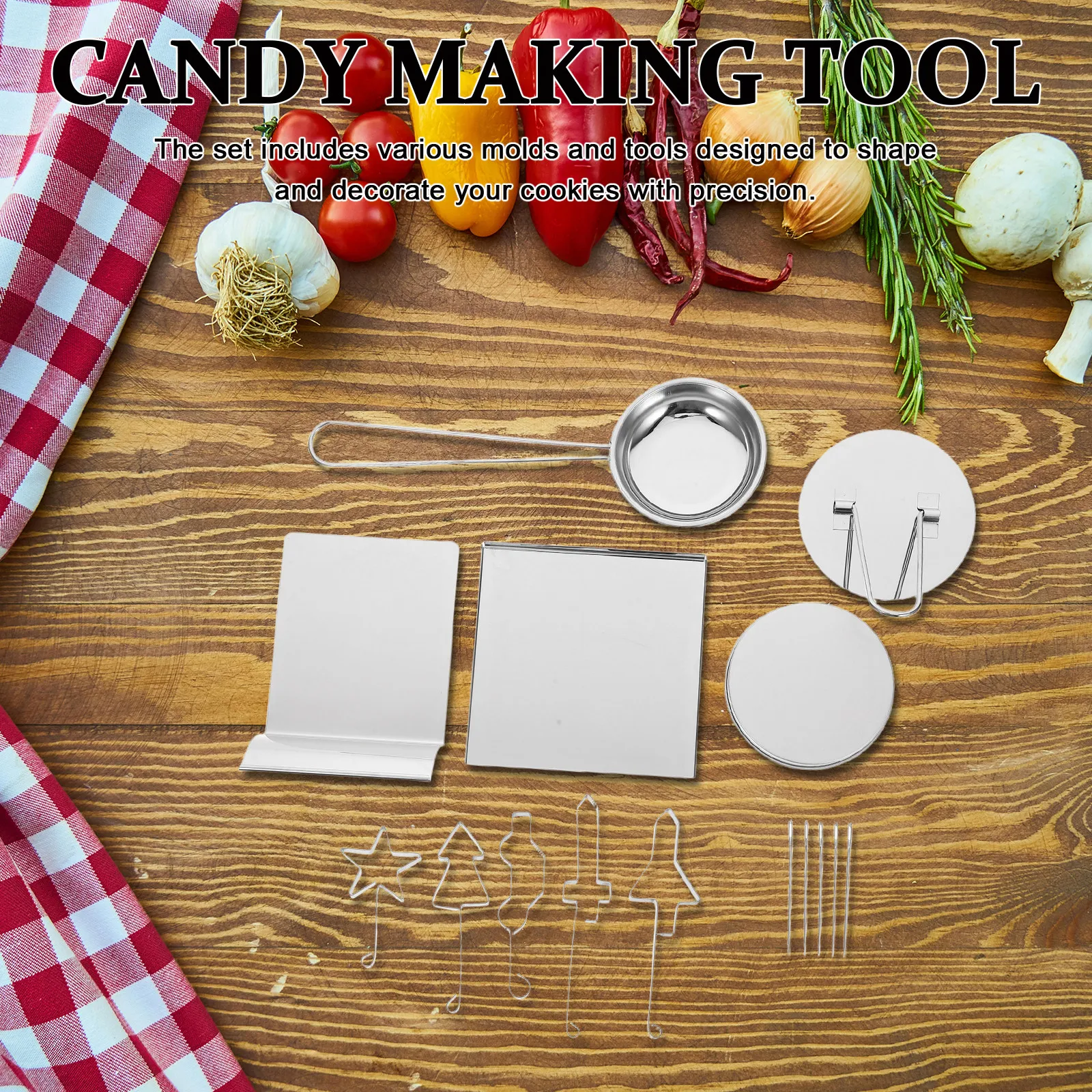 1 Set Stainless Steel Cookie Molds Needle Kit Korean Sugar Candy Making Tools For Easter Spring Festival Baking Multi-Shape Cake - view 5