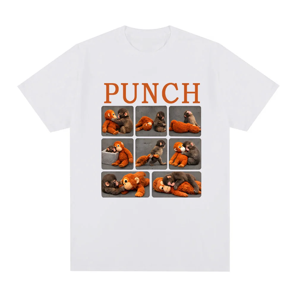 Punch Monkey Japanese Macaque Tee-shirt Orangutan Plush Toy Short Sleeve Tees Summer Cotton Sudaderas Comfortable Tshirt