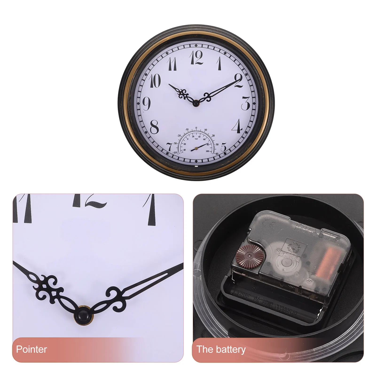 

Waterproof Wall Clock PVC Lightweight Home Office Bedroom Living Room Thermometer Indoor Outdoor Use Plastic Material Design