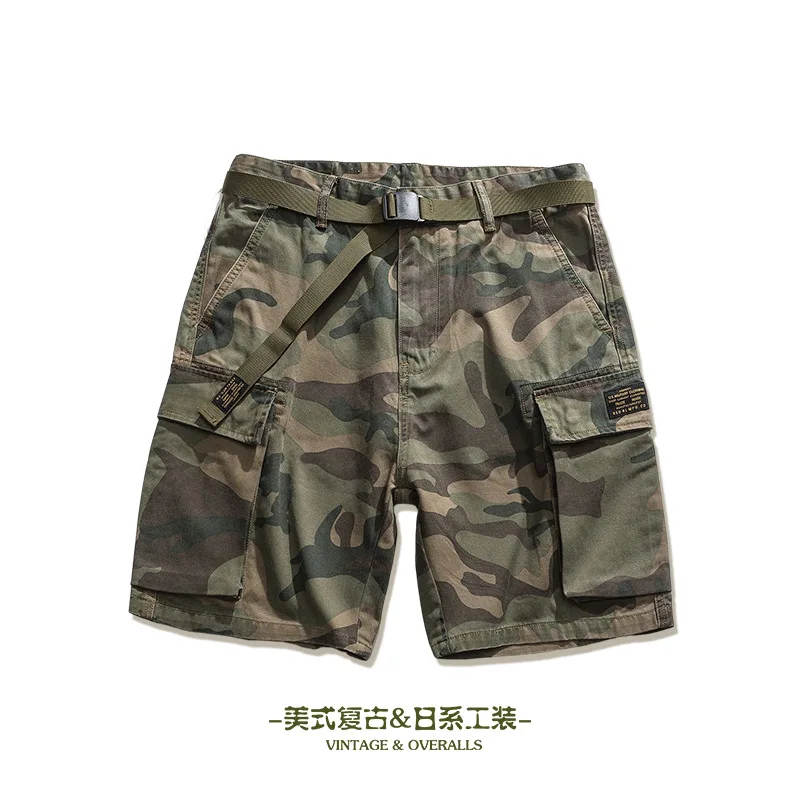 

Chigu Men's Camouflage Casual Pants Summer Classic Japanese Workwear Multi-Pocket Outdoor Shorts