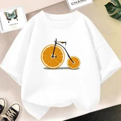 Fashion Fun Fruit graphic t shirts for Kids Creative t shirt Girls Cartoon Pineapple /Watermelon Printed Short Sleeve Tops