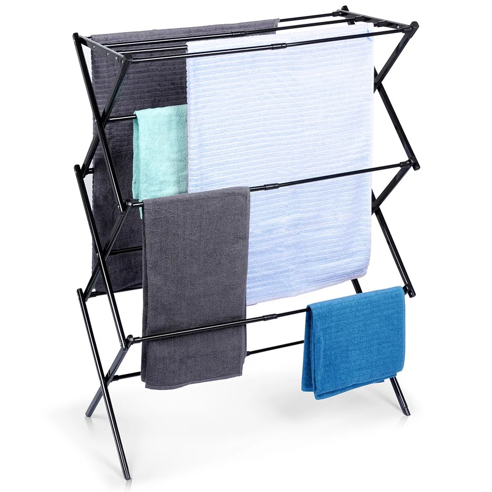 Wasdroger Metaal Verticaal Zwart Glijbaan 44,5-75x37, 5x105cm