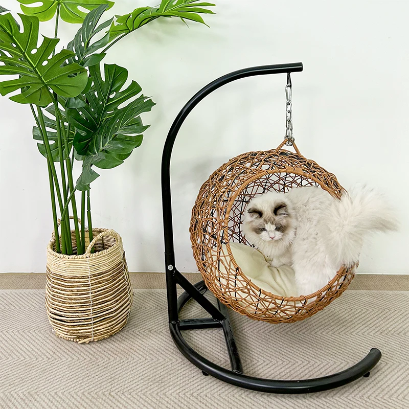 

Swing Hanging Rattan Basket Bed Cat Garden Swing for Cat Pet Supplies