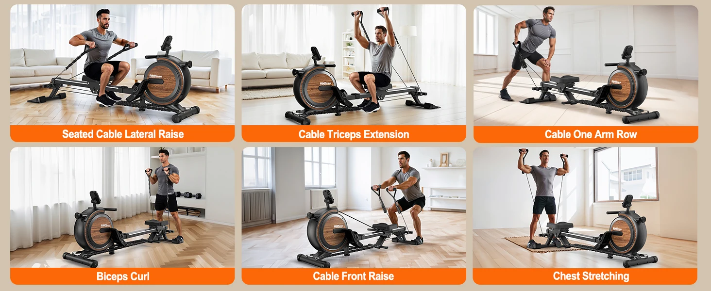 Magnetisches Rudergerät mit Einzigartigem Seilsystem, 2-in-1 Kardio- & Krafttraining, Bluetooth-Monitor, Tablet-Halterung, 160KG Maximalgewicht – Detail 3
