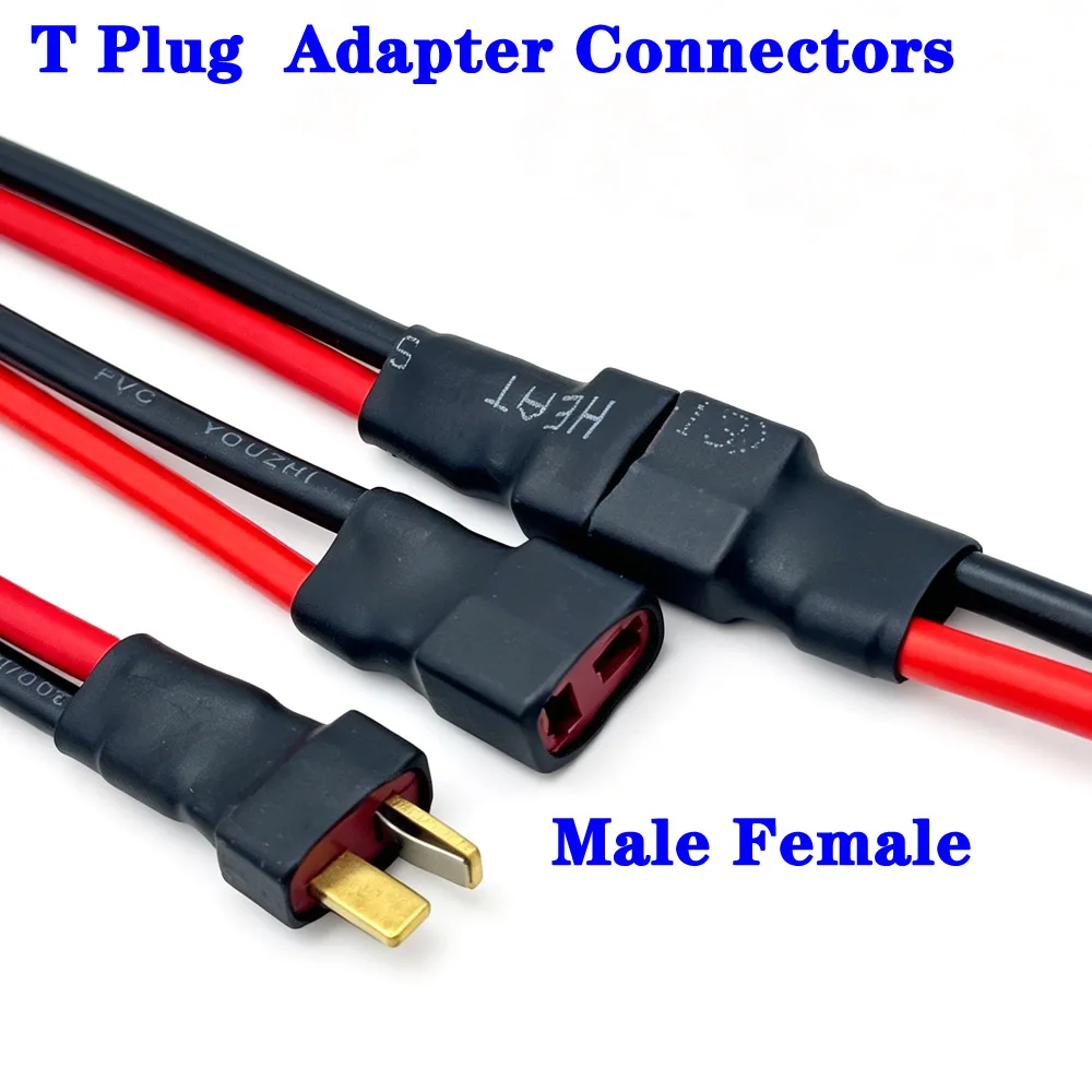 1/2Pcs T Plug Male/Female Adapter Connectors With Cable For RC Lipo Battery Charger Parts DIY