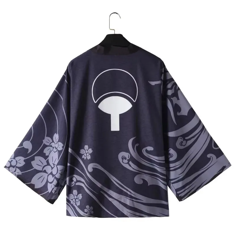 2025 enen Anime nuevo Hokage Konoha Kakashi Madara Sasuke disfraces Cosplay Kimono Uchiha símbolo capa Haori adultos niños chaqueta tarjeta
